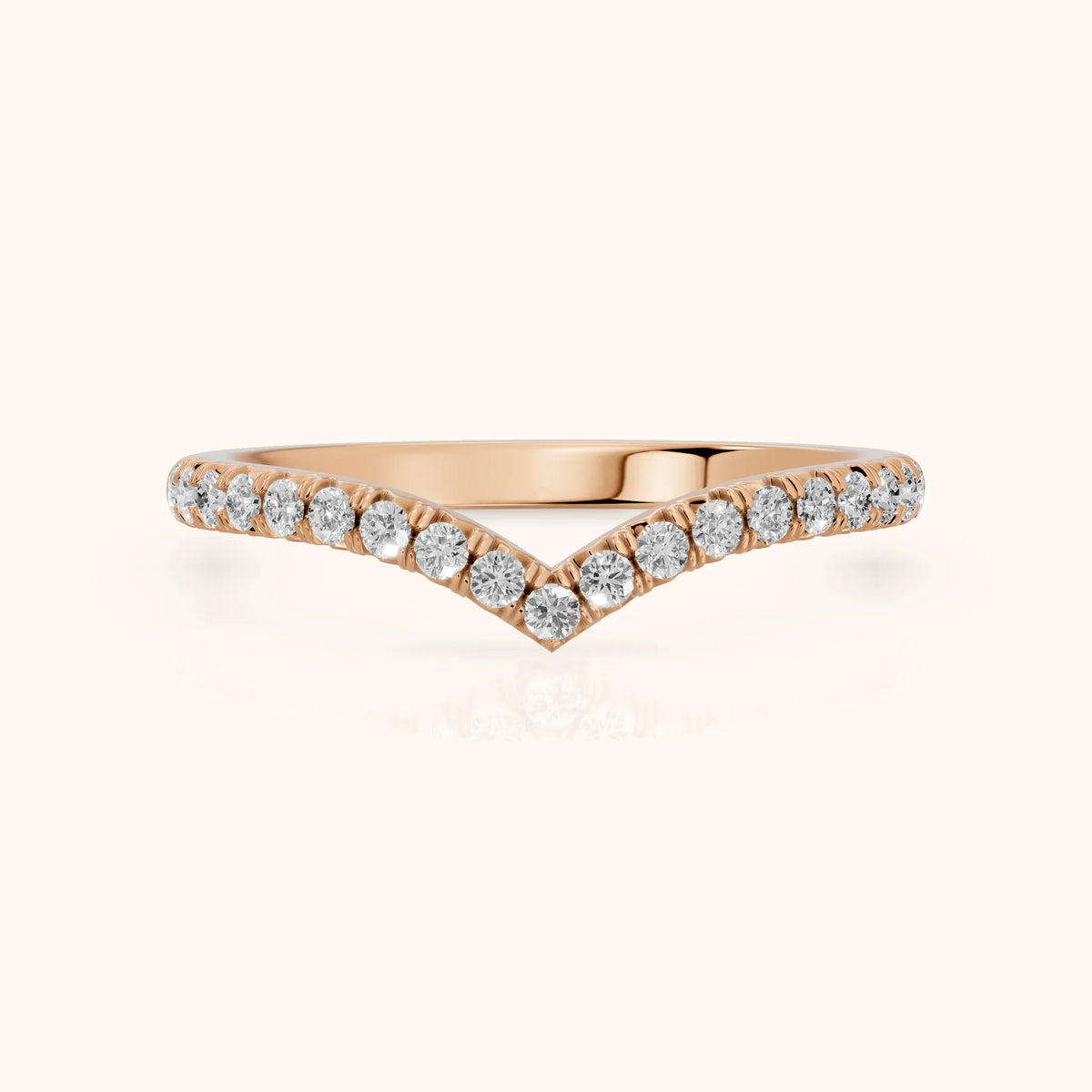 Melia Contour Pavé Round Diamond Stackable Ring in Rose Gold - FrontView