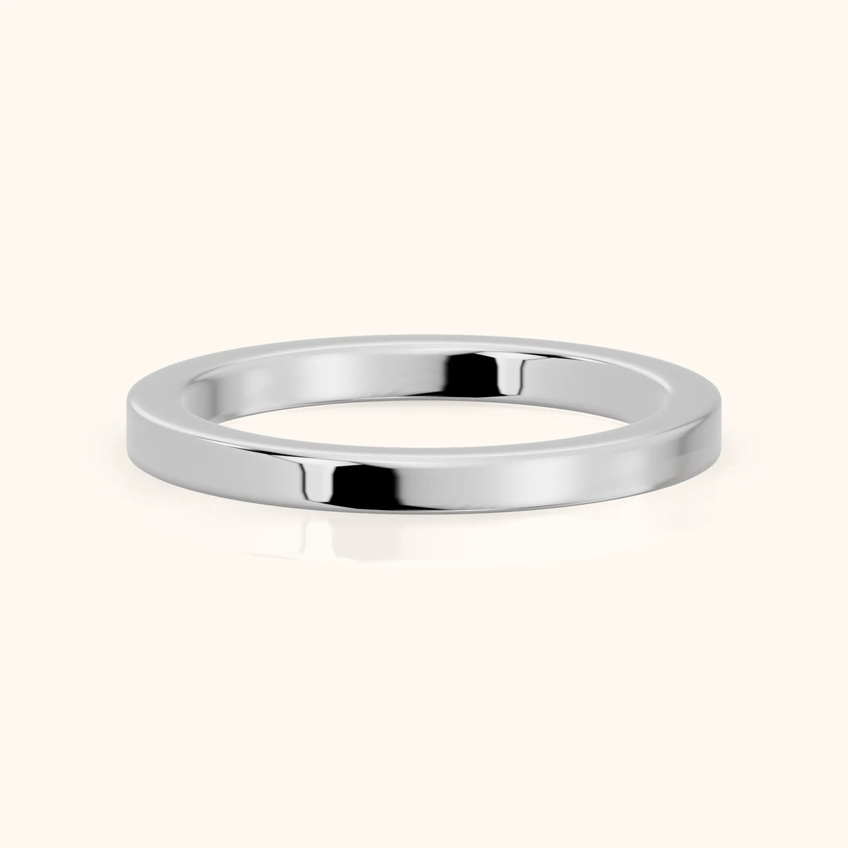 Zoya Classic Flat Wedding Band in Platinum - FrontView