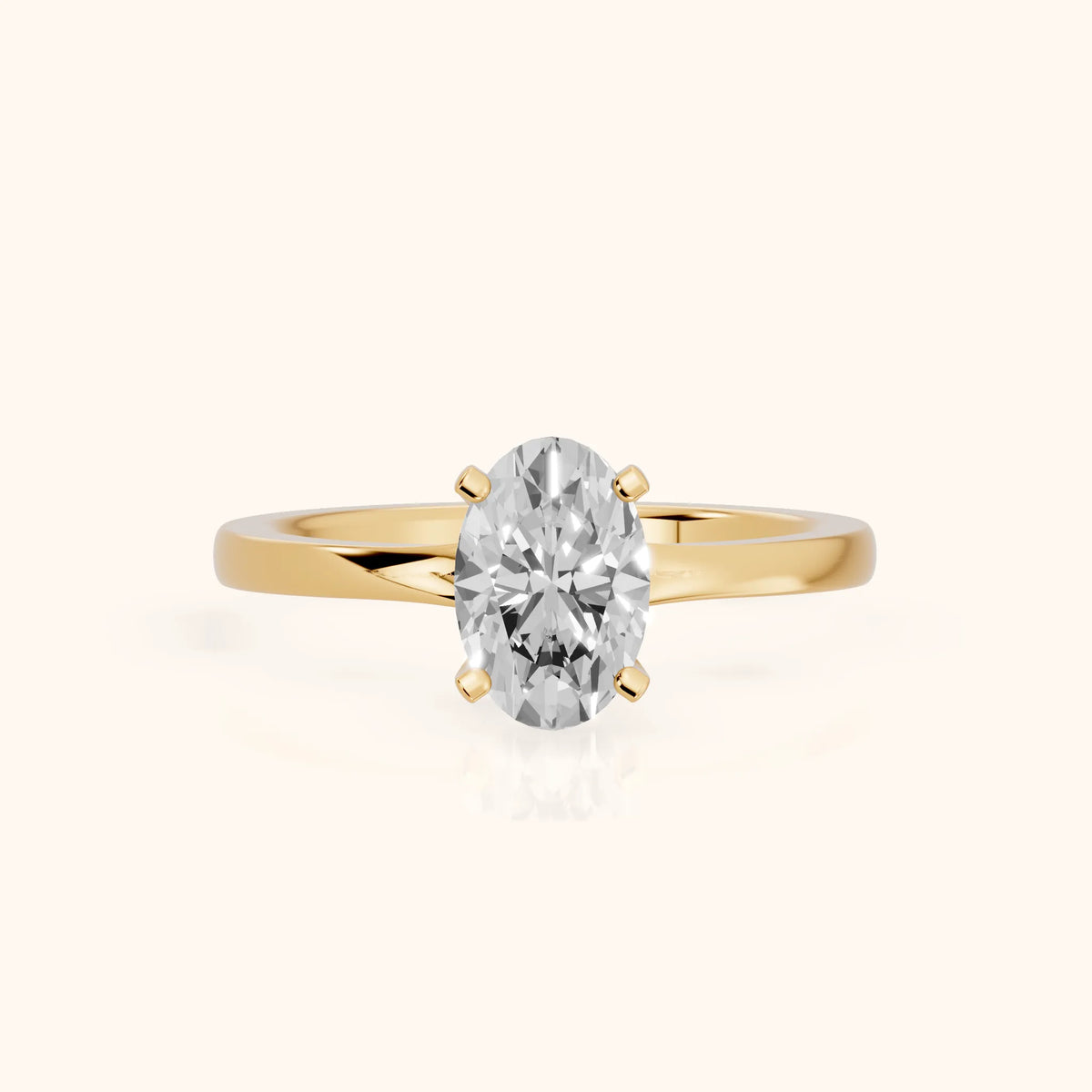 Matilda Cathedral Solitaire Oval Diamond Engagement Ring in Yellow Gold - FrontView.webp