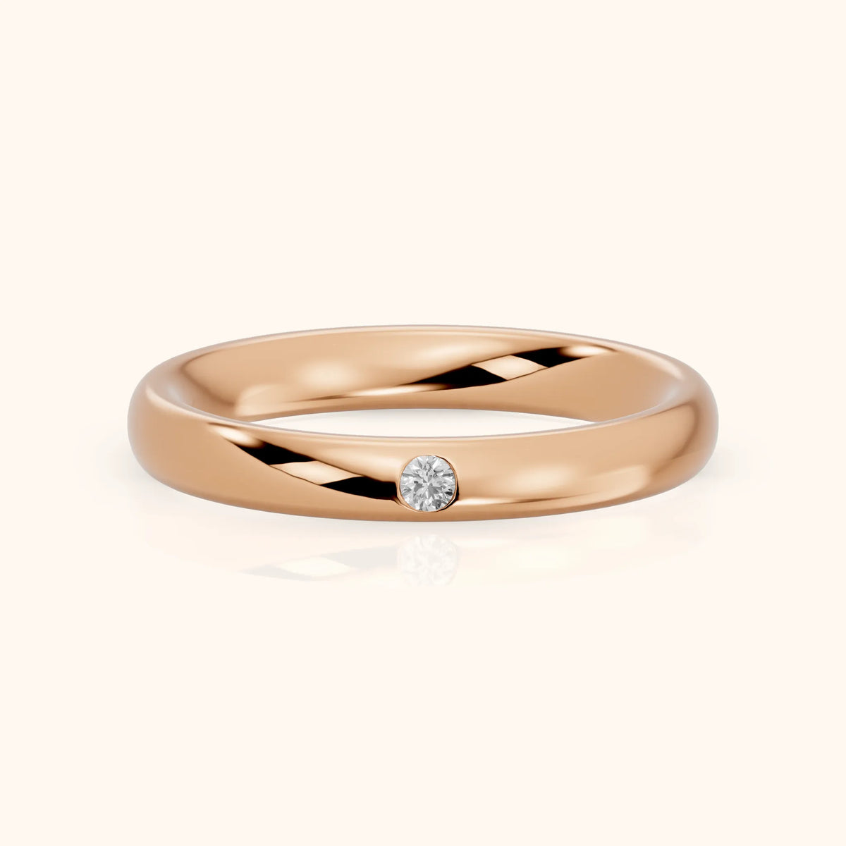 Hana Comfort Fit Bezel Round Diamond Wedding Band in Rose Gold - FrontView