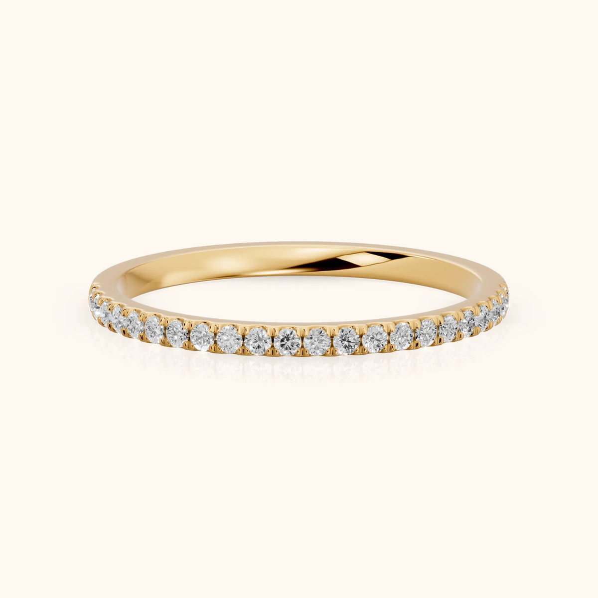 Milena Micropavé Round Diamond Half Eternity Band in Yellow Gold - FrontView