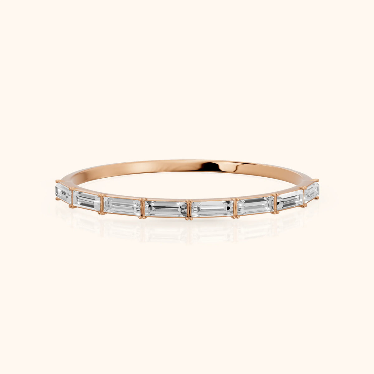 Gaia Bar Set Baguette Diamond Half Eternity Band in Rose Gold - FrontView