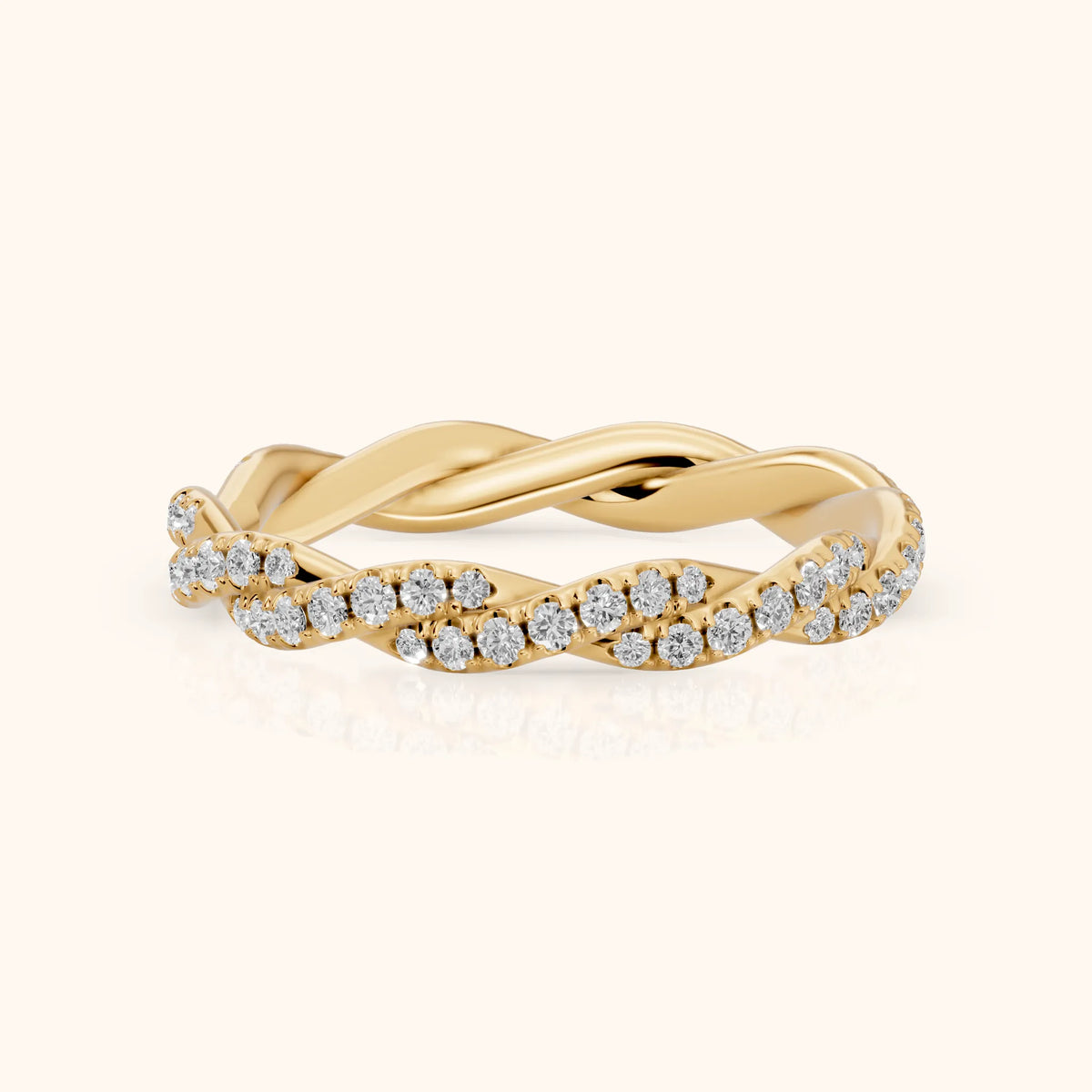 Trisha Micropavé Twist Round Diamond Eternity Band in Yellow Gold - FrontView