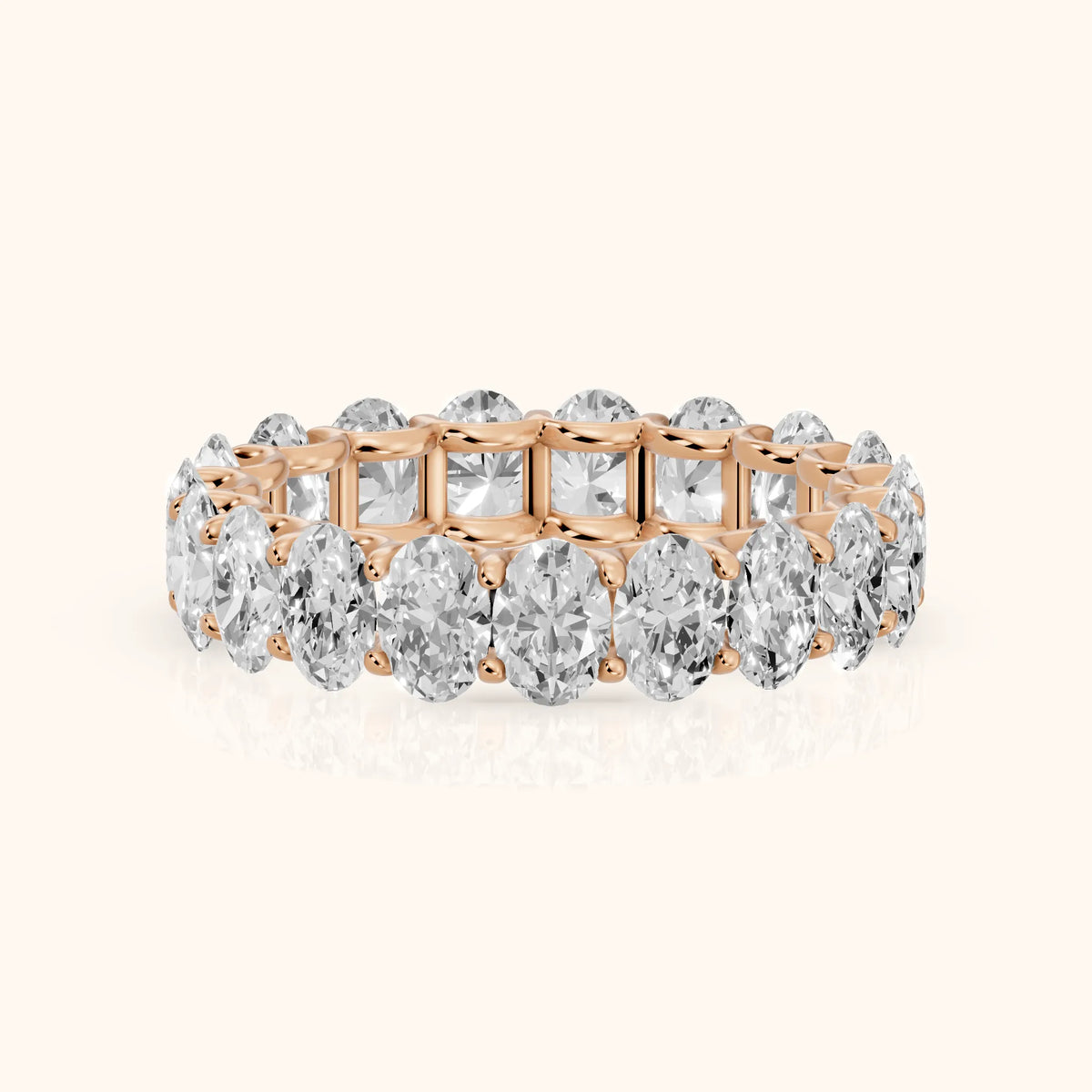 Ivana Shared Prong Oval Diamond Eternity Band in Rose Gold - FrontView