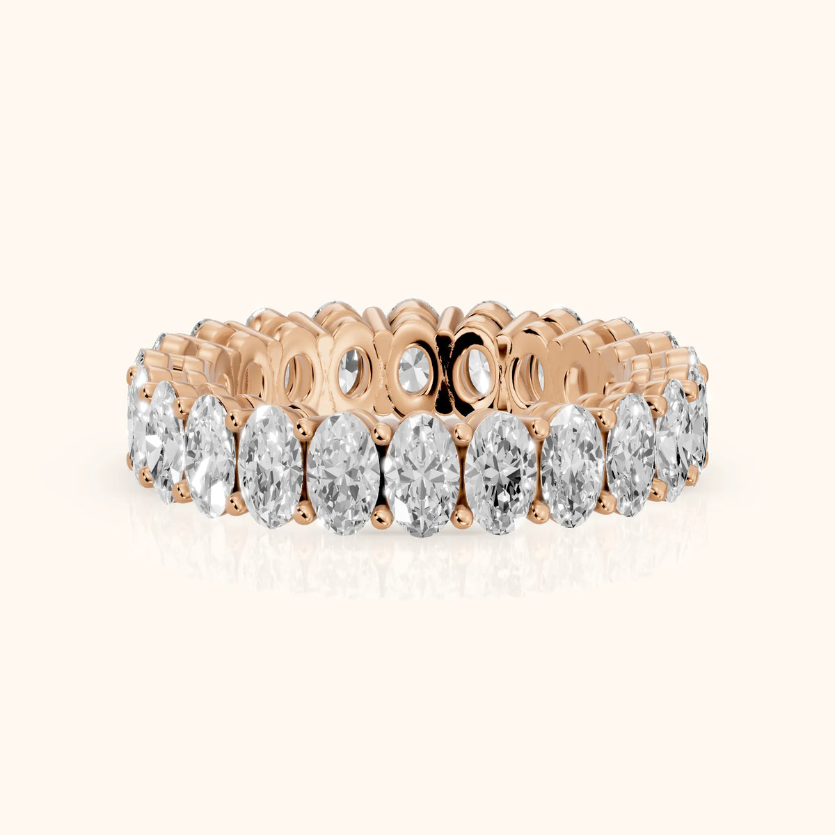 Renata Shared Prong Oval Diamond Eternity Band in Rose Gold - FrontView