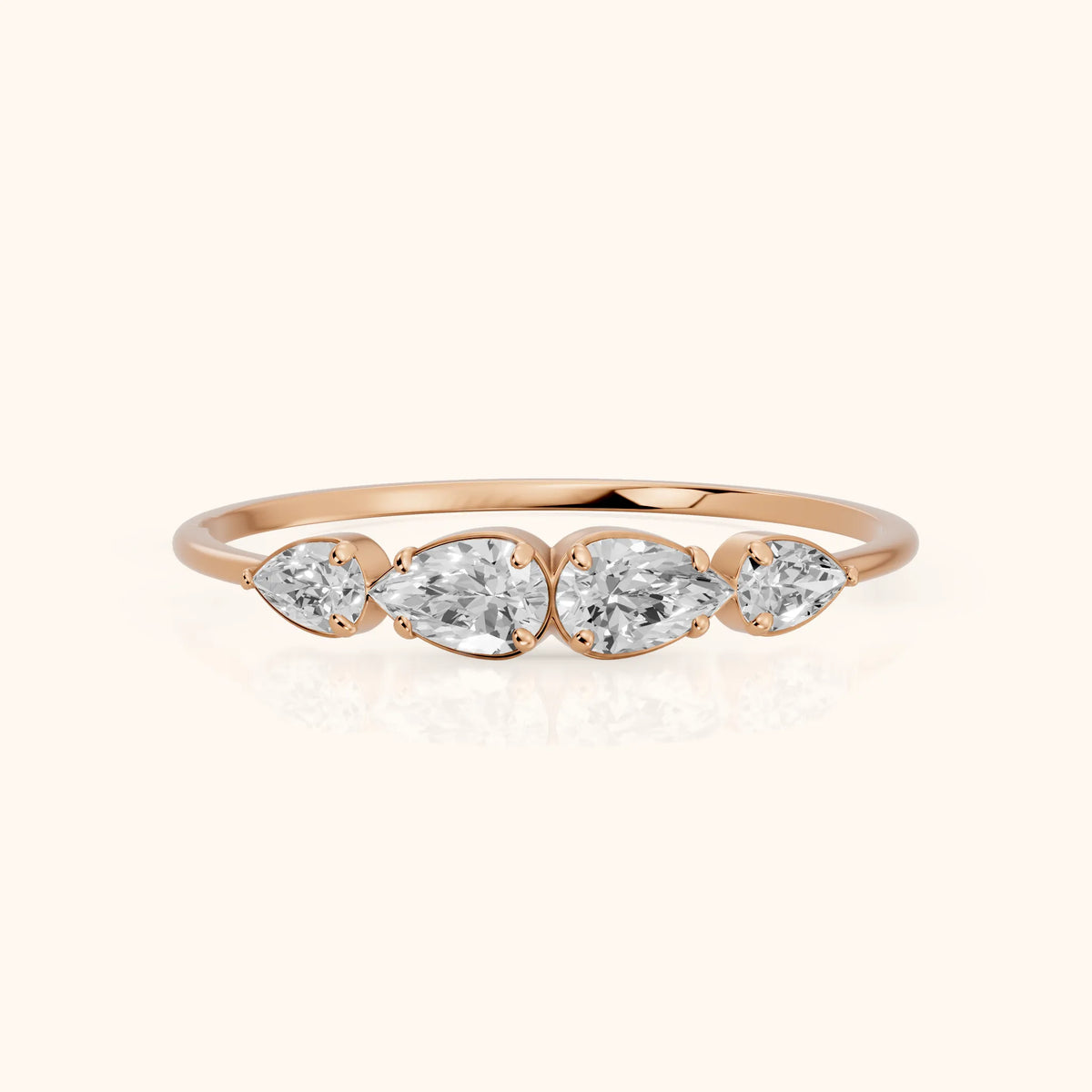 Samara Petite Pear Diamond Wedding Band in Rose Gold - FrontView