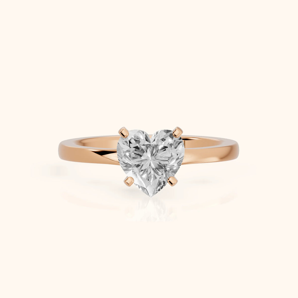 Matilda Cathedral Solitaire Heart Diamond Engagement Ring in Rose Gold - FrontView.webp