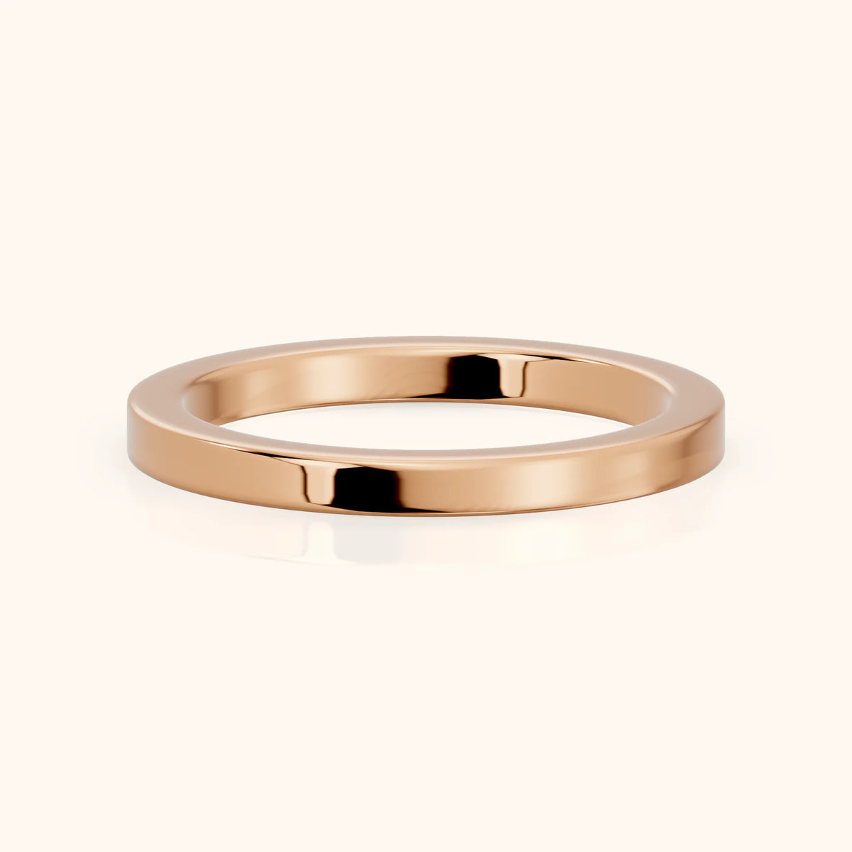 Zoya Classic Flat Wedding Band in Rose Gold - FrontView