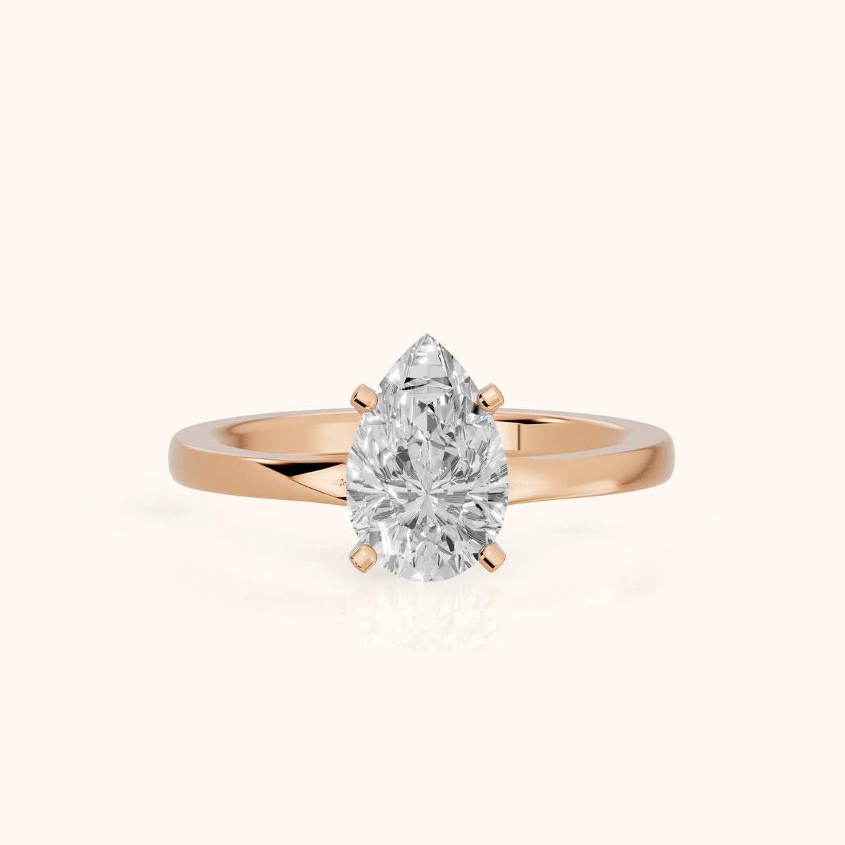 Matilda Cathedral Solitaire Pear Diamond Engagement Ring in Rose Gold - FrontView.webp
