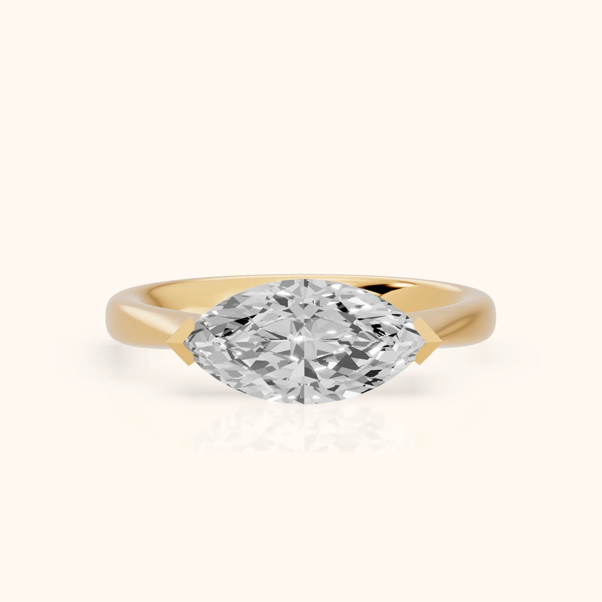 Magnolia East-West Marquise Diamond Engagement Ring in Yellow Gold - FrontView.webp