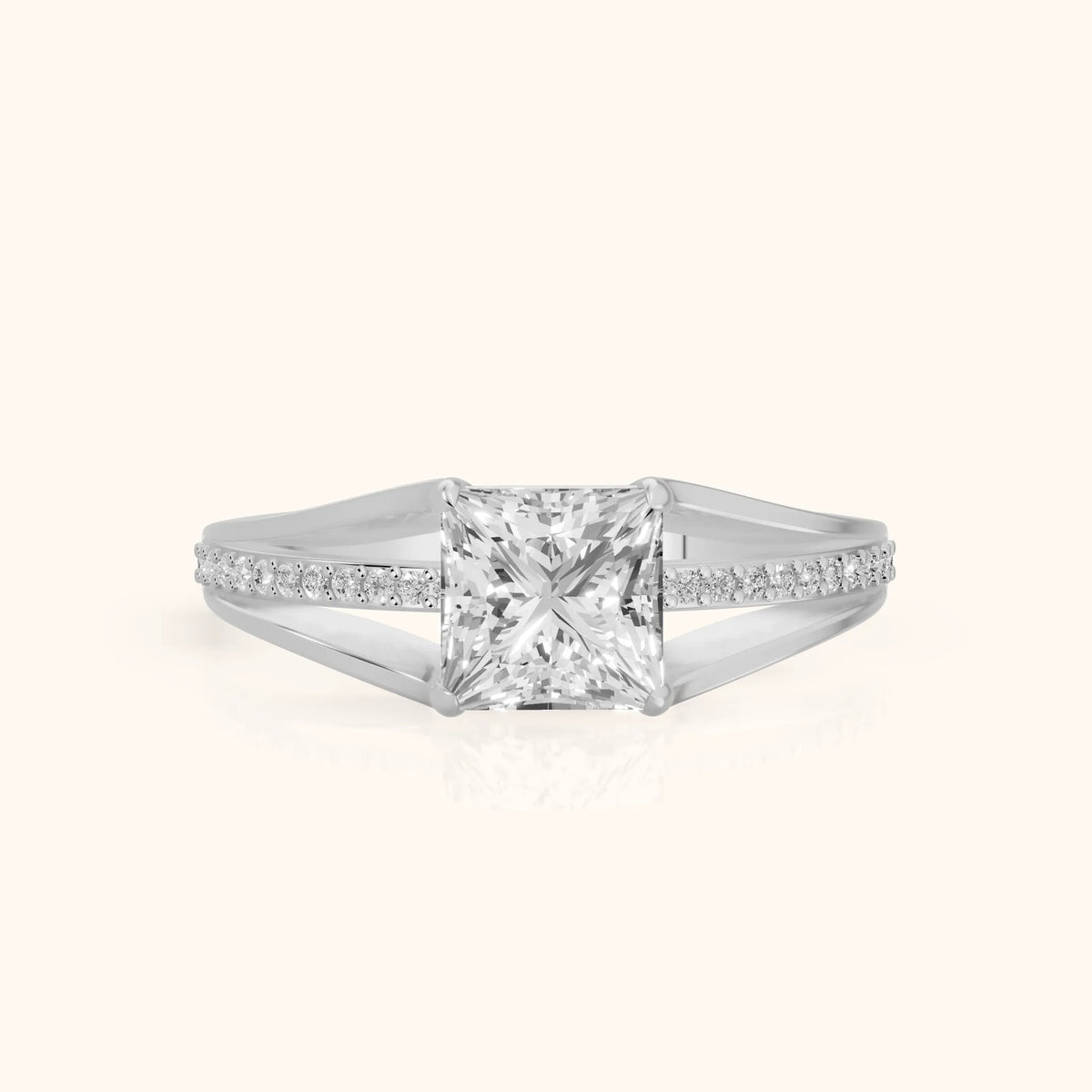 Lucinda Split Shank Princess Diamond Engagement Ring in Platinum - FrontView.webp