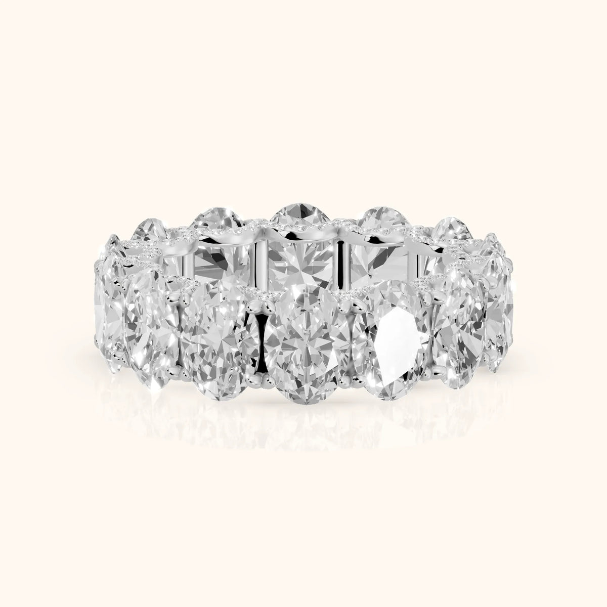 Rina East-West Oval Diamond Eternity Band in Silver - FrontView
