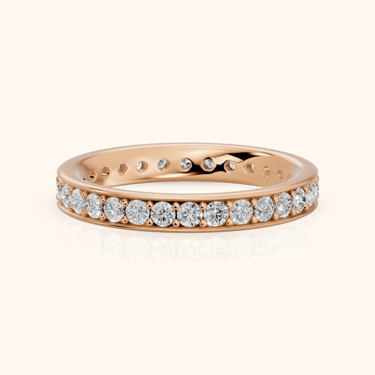 Ninon Classic Pavé Round Diamond Eternity Band in Rose Gold - FrontView