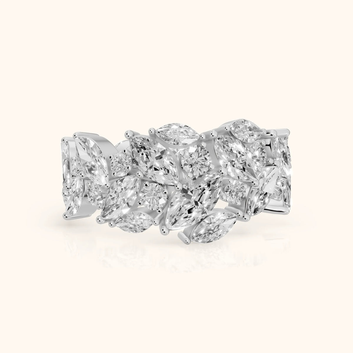 Romina Eternity Marquise & Round Diamond Anniversary Ring in Silver - FrontView
