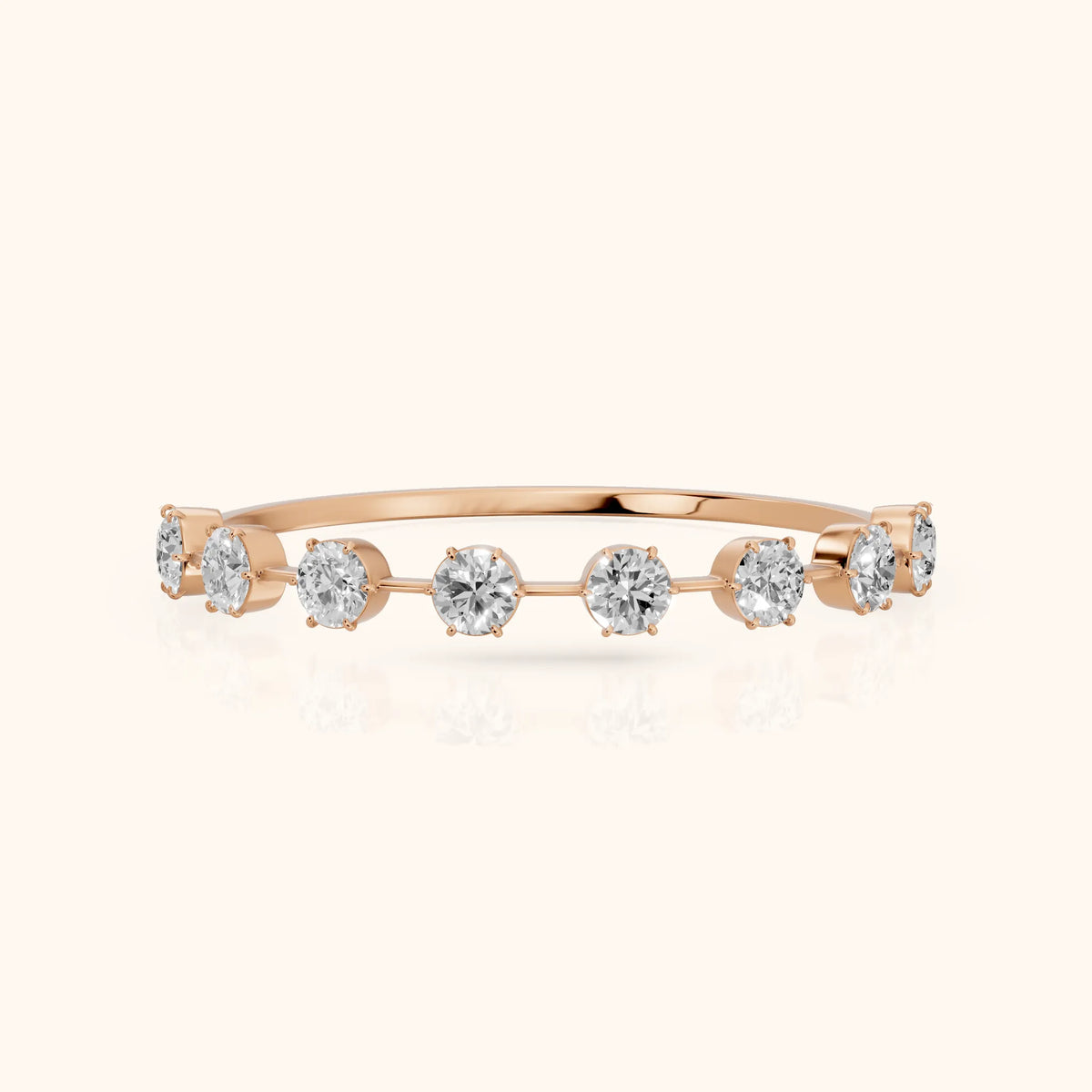 Elise Petite Round Diamond Half Eternity Band in Rose Gold - FrontView