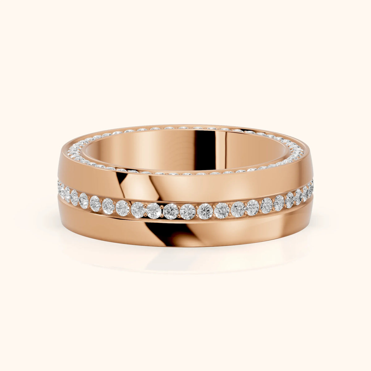 Kassia Micropavé Round Diamond Eternity Band in Rose Gold - FrontView