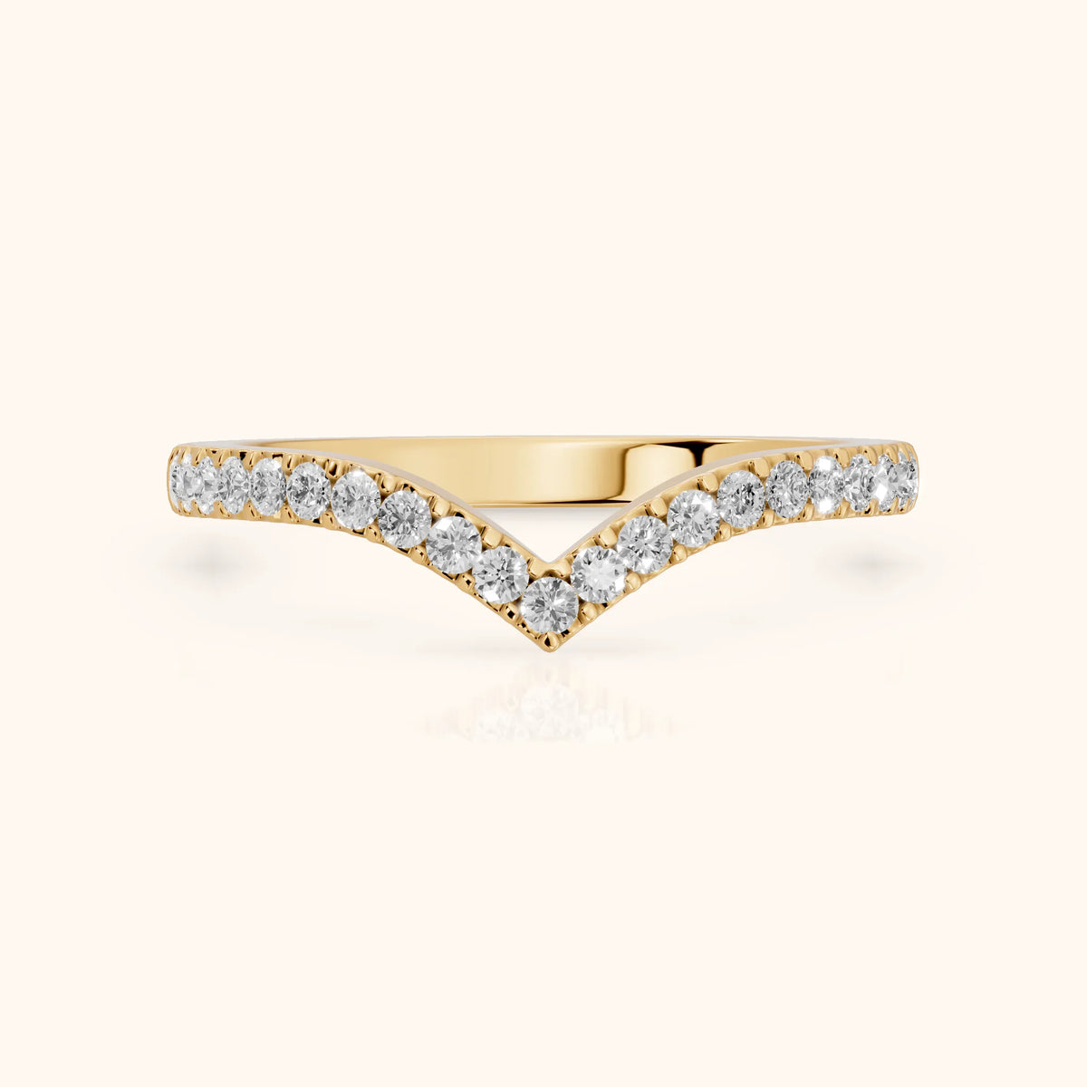 Amelie Curved Pavé Round Diamond Stackable Ring in Yellow Gold - FrontView