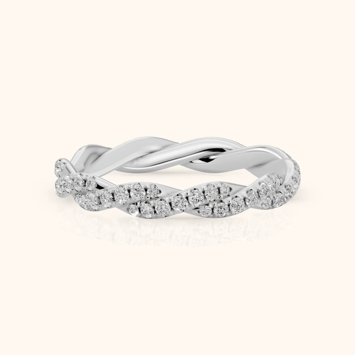 Trisha Micropavé Twist Round Diamond Eternity Band in Silver - FrontView