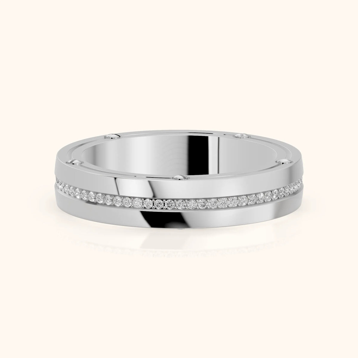 Elora Micropavé Round Diamond Eternity Band in Silver - FrontView
