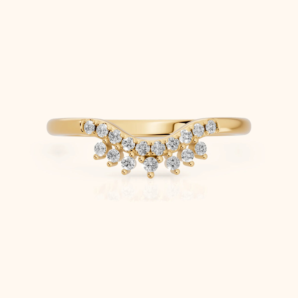 Sabina Curved Round Diamond Anniversary Ring in Yellow Gold - FrontView