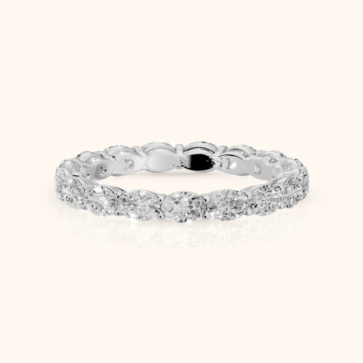 Silvia East-West Oval Diamond Eternity Band in Silver - FrontView