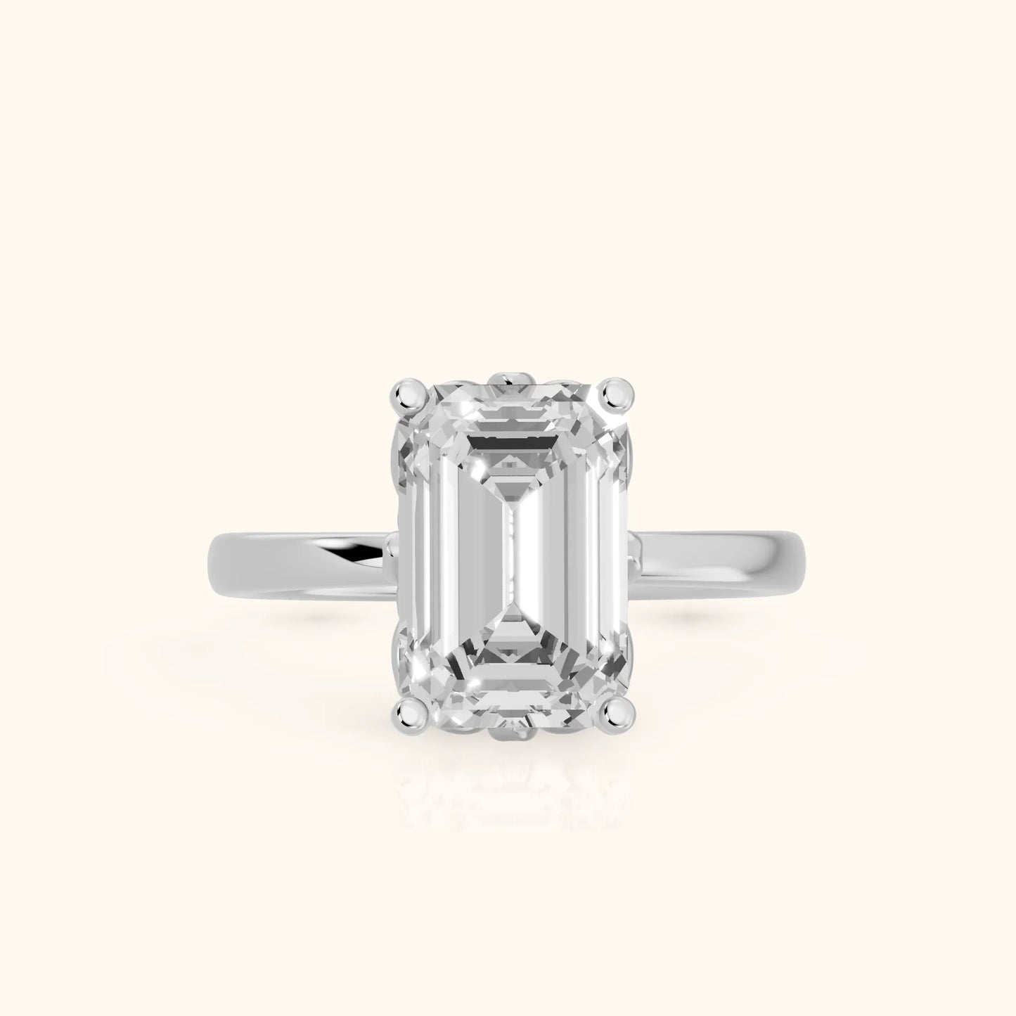 Emerald Cut Lab Grown Diamond Engagement Ring in Platinum