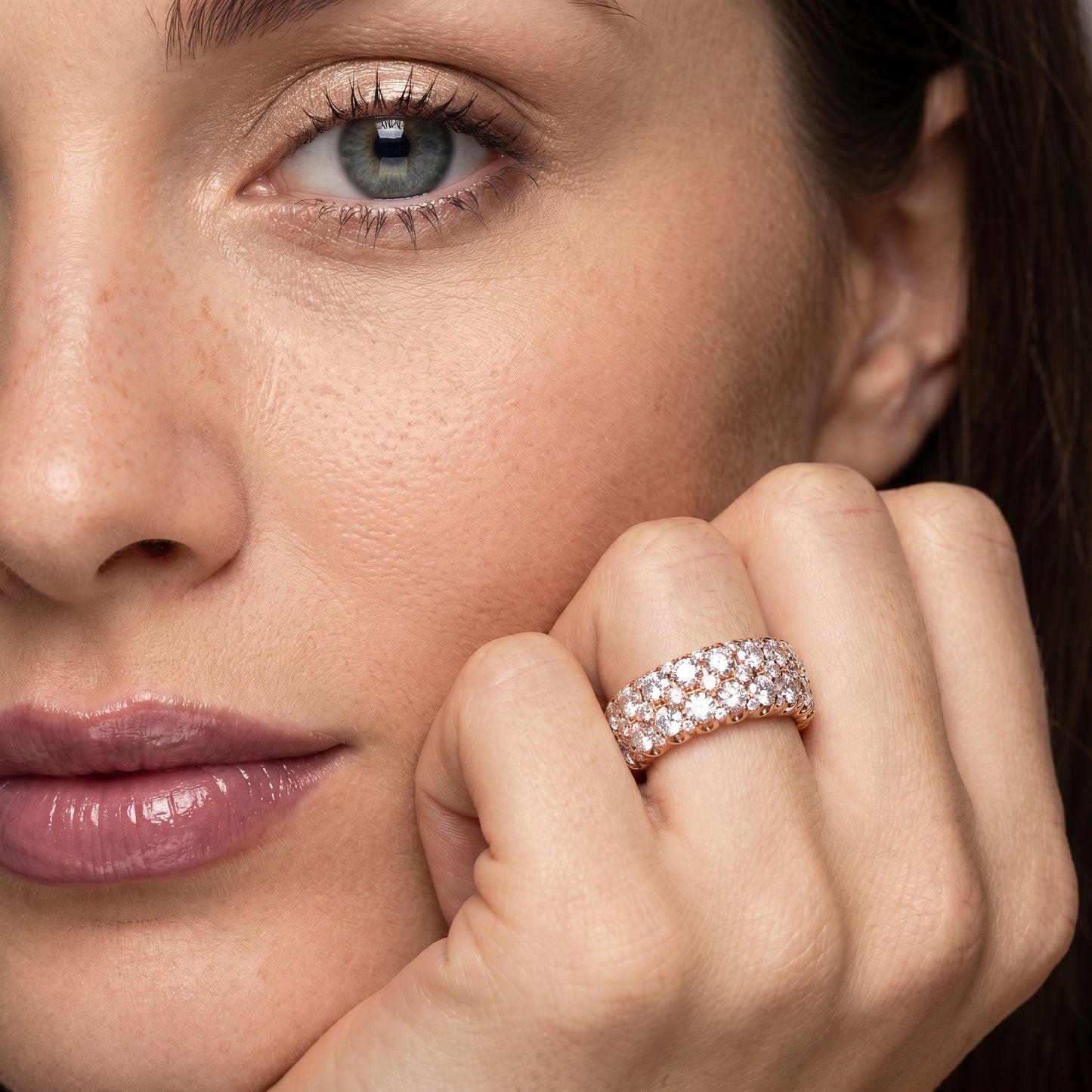 Round Cut Lab Grown Diamond Ring in Rose Gold