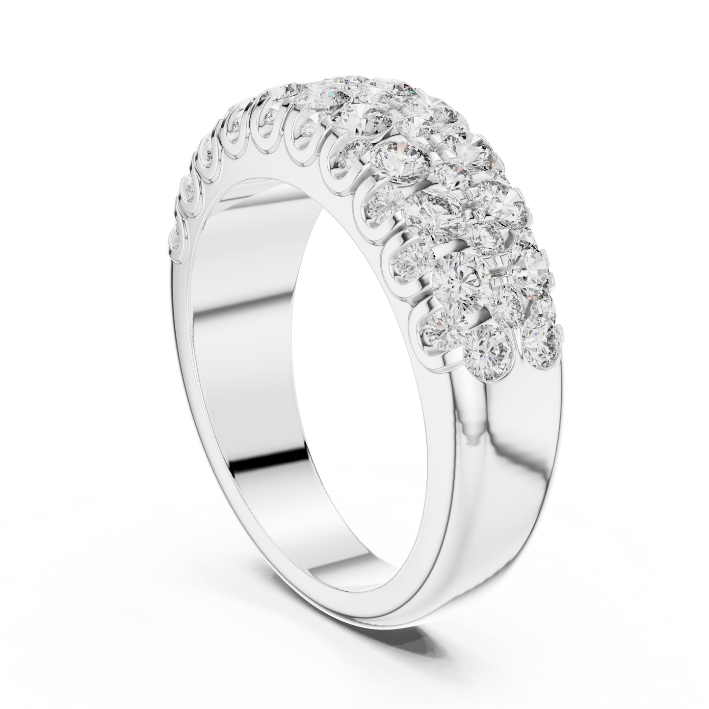 Round Cut Lab Grown Diamond Ring in Silver