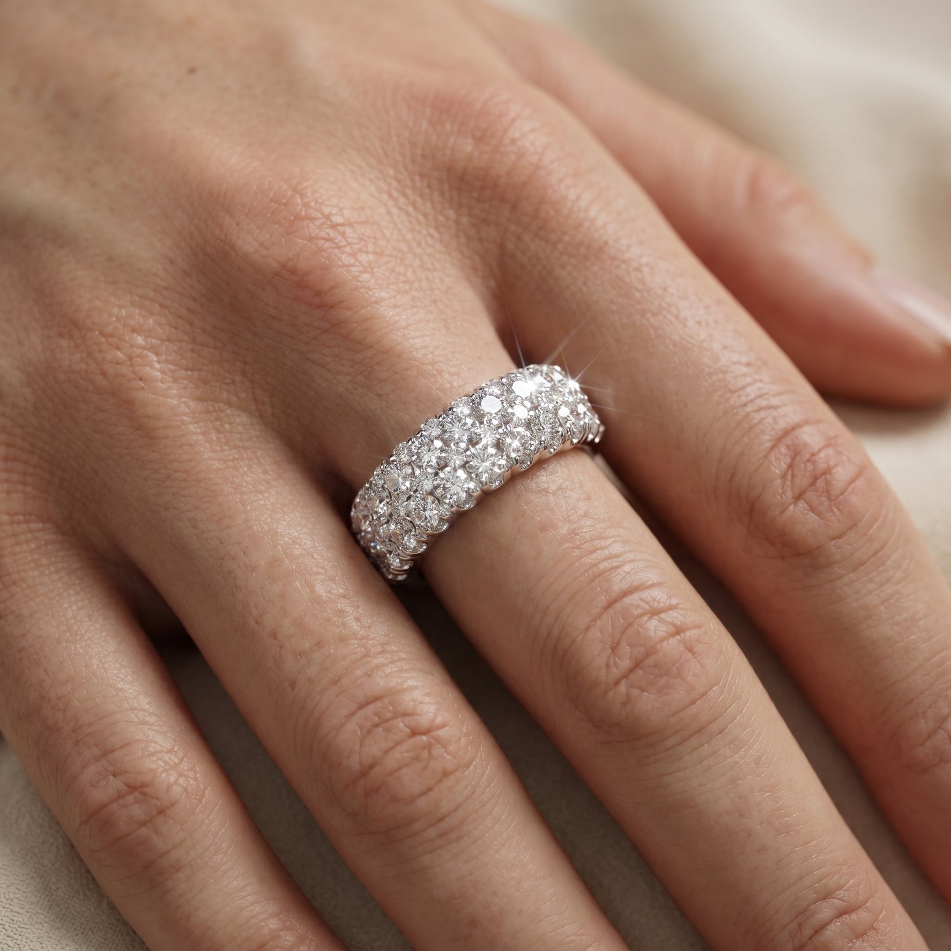 Round Cut Lab Grown Diamond Ring in White Gold
