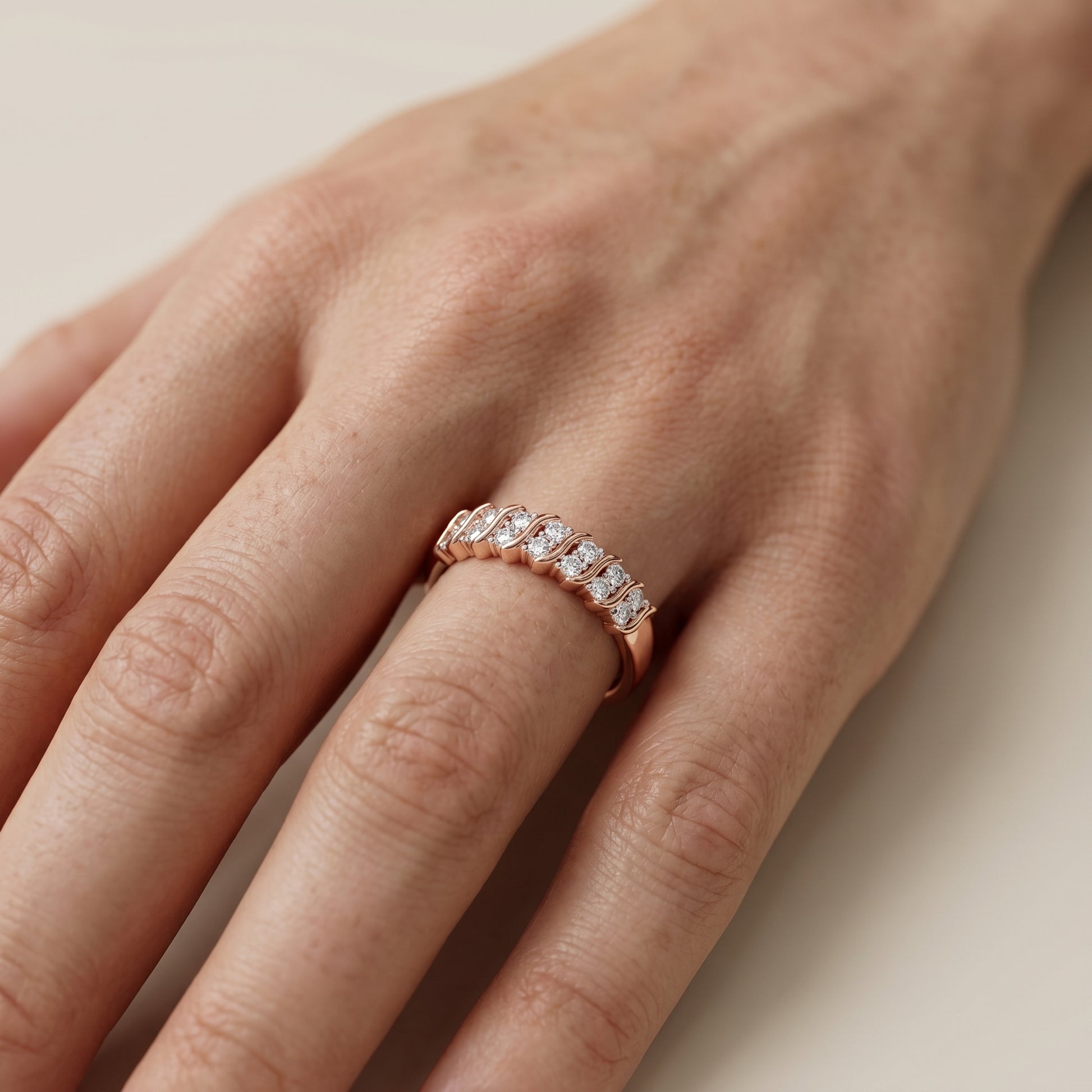 Round Cut Lab Grown Diamond Ring in Rose Gold