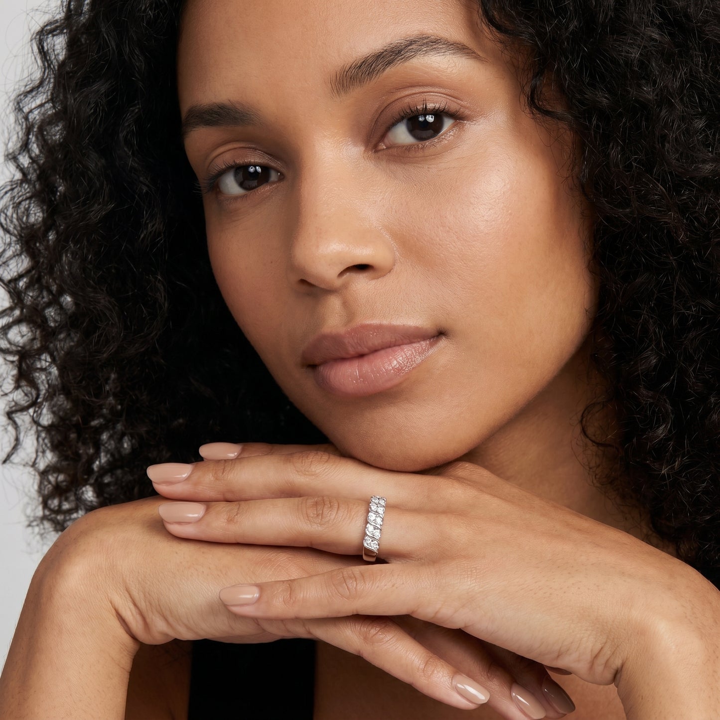 Round Cut Lab Grown Diamond Ring in Silver