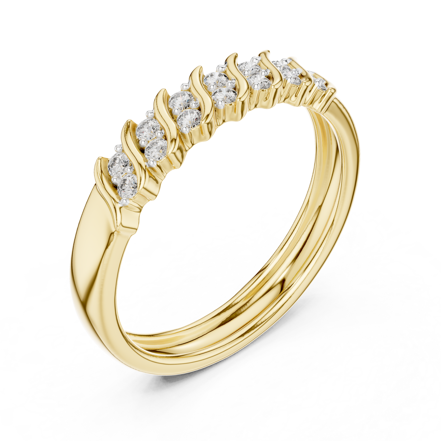 Round Cut Lab Grown Diamond Ring in Yellow Gold