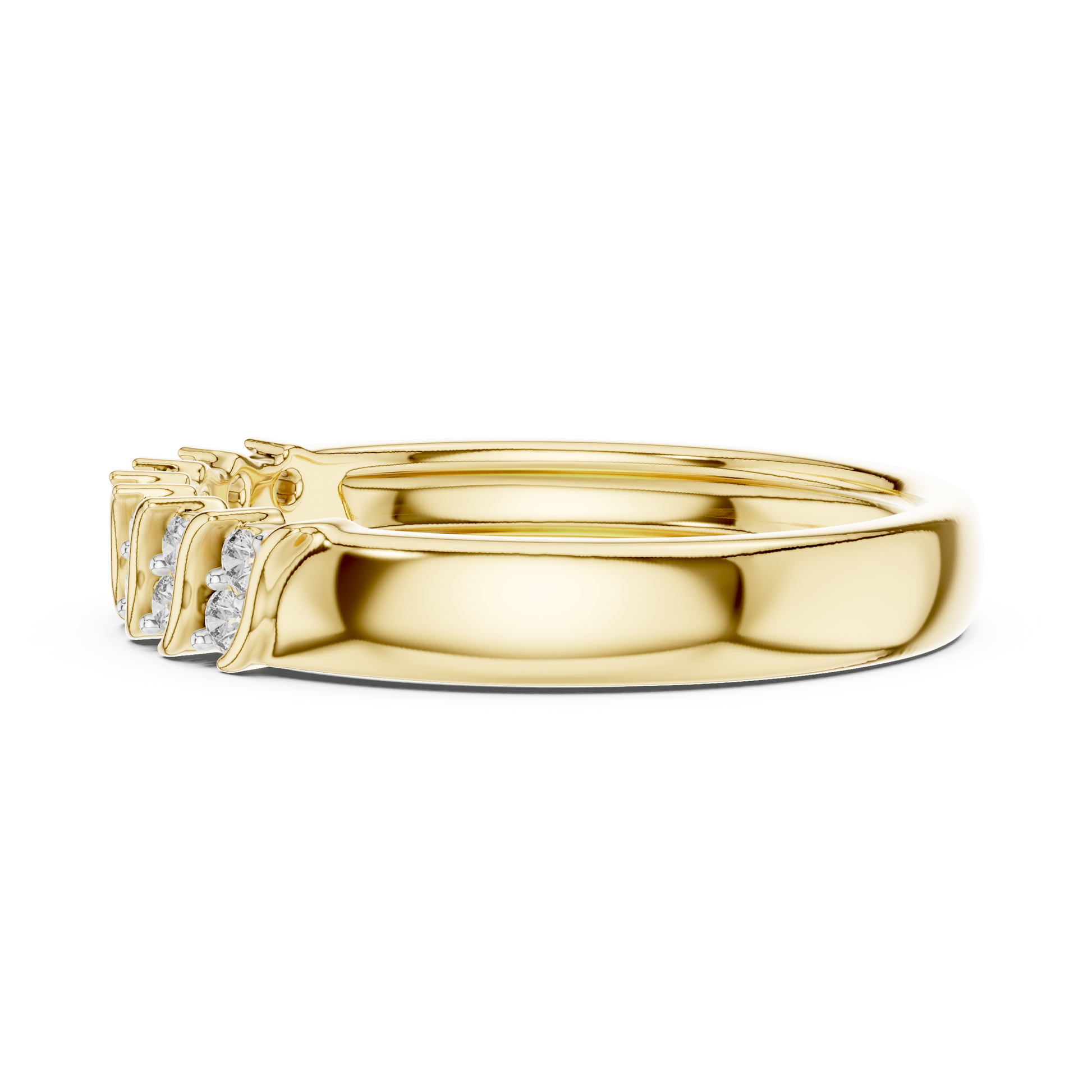 Round Cut Lab Grown Diamond Ring in Yellow Gold