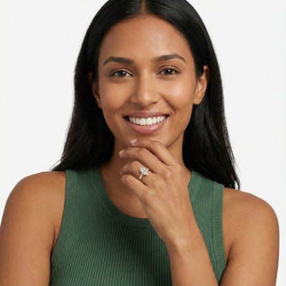 Marquise Cut Lab Grown Diamond Twisted Engagement Ring in Yellow Gold