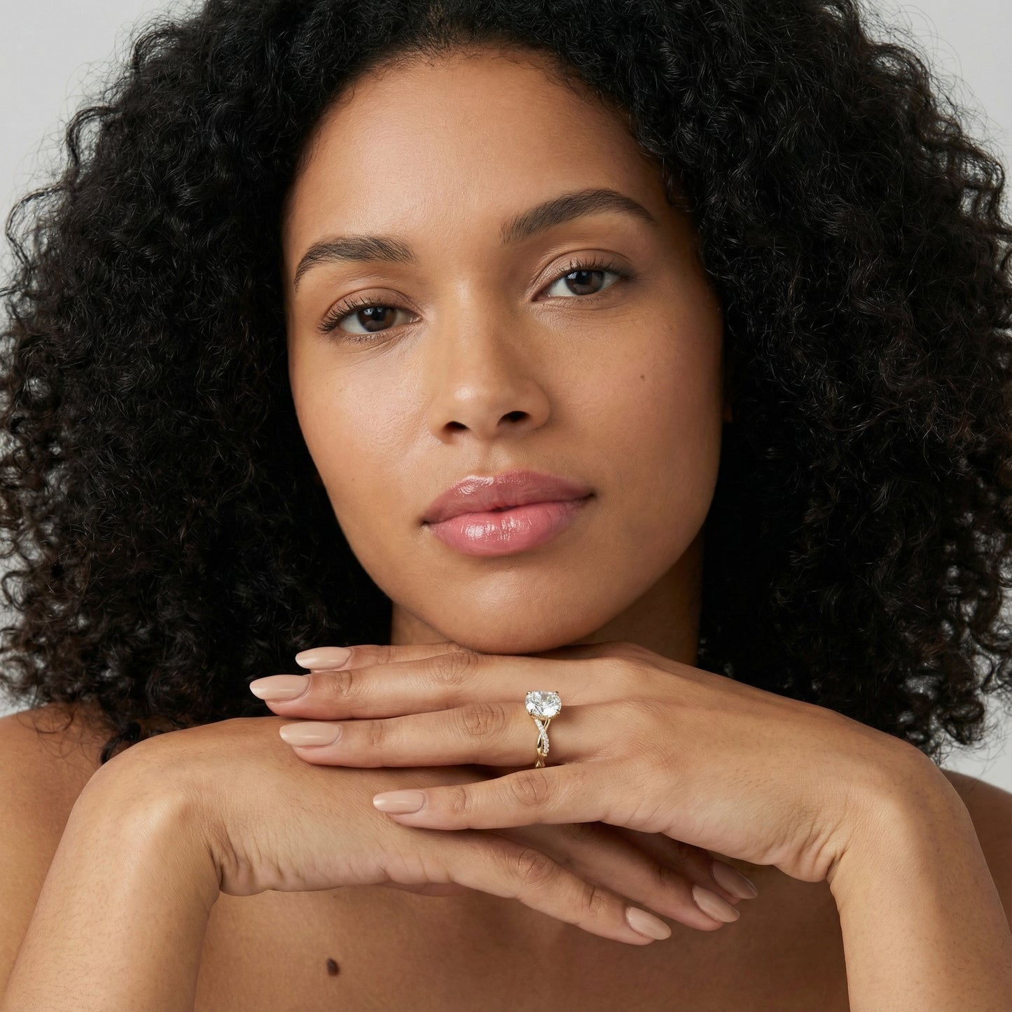 Cushion Cut Lab Grown Diamond Twisted Engagement Ring in Yellow Gold