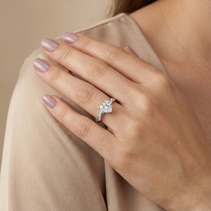 Heart Cut Lab Grown Diamond Twisted Engagement Ring in Platinum