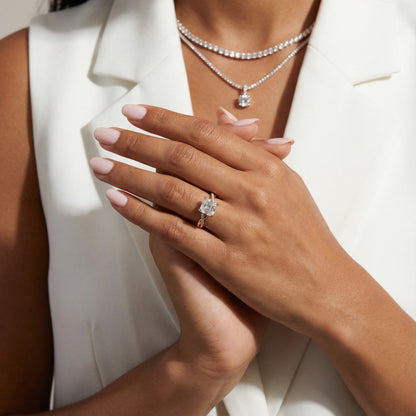 Asscher Cut Lab Grown Diamond Engagement Ring with Twisted Pavé Band in Rose Gold