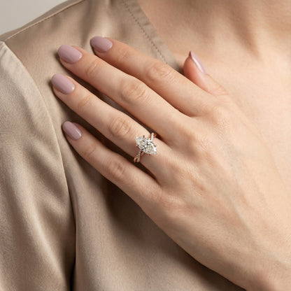 Marquise Cut Lab Grown Diamond Twisted Engagement Ring in Rose Gold