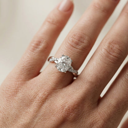 Cushion Cut Lab Grown Diamond Twisted Engagement Ring in White Gold