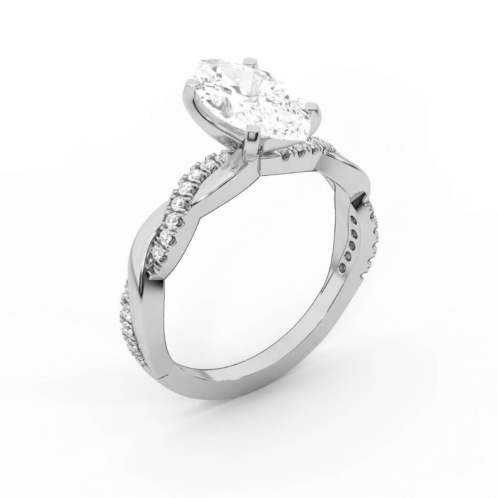 Marquise Cut Lab Grown Diamond Twisted Engagement Ring in Platinum