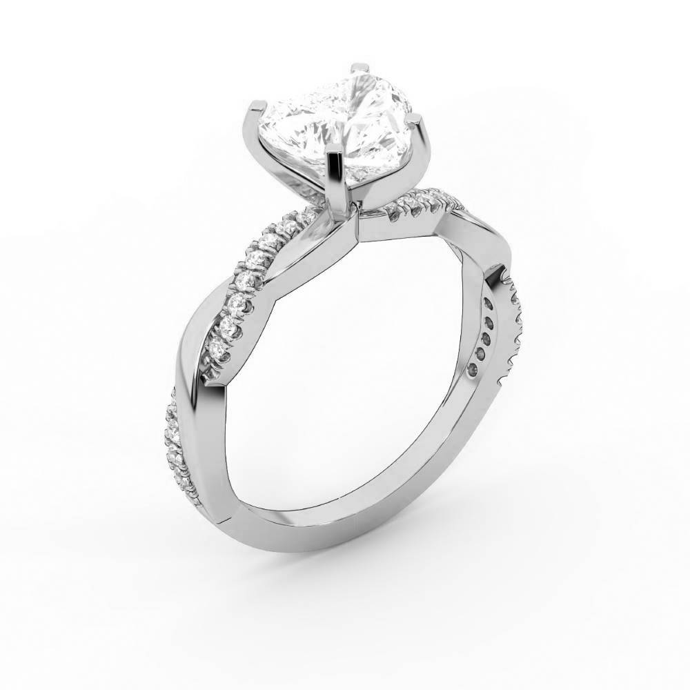 Heart Cut Lab Grown Diamond Twisted Engagement Ring in Platinum