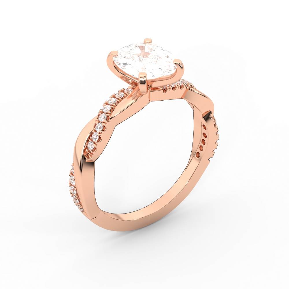 Cushion Cut Lab Grown Diamond Twisted Engagement Ring in Rose Gold