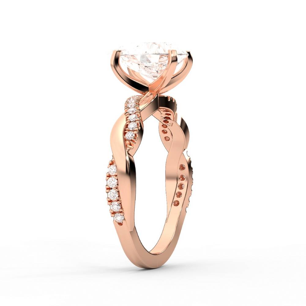 Pear Cut Lab Grown Diamond Twisted Engagement Ring in Rose Gold