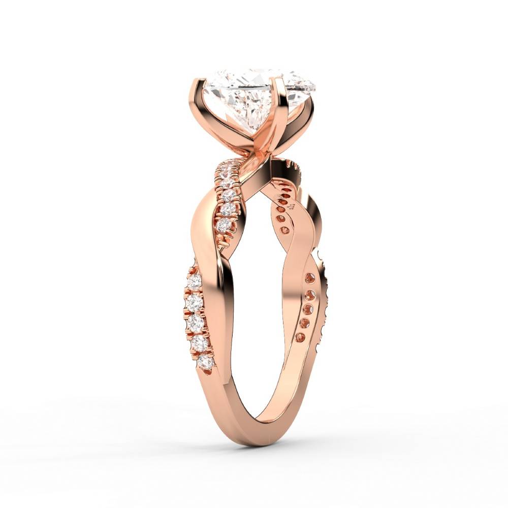 Heart Cut Lab Grown Diamond Twisted Engagement Ring in Rose Gold