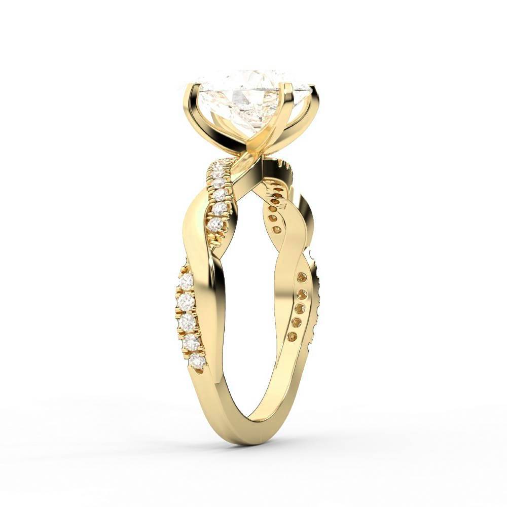 Pear Cut Lab Grown Diamond Twisted Engagement Ring in Yellow Gold