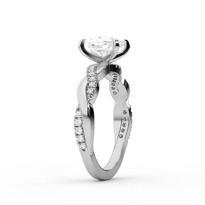 Cushion Cut Lab Grown Diamond Twisted Engagement Ring in Platinum