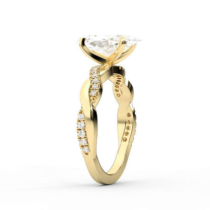 Marquise Cut Lab Grown Diamond Twisted Engagement Ring in Yellow Gold