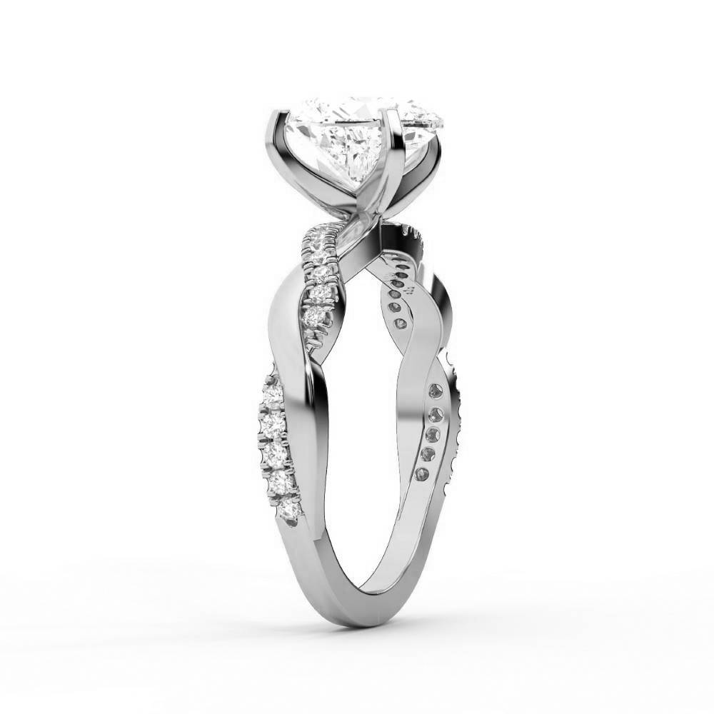 Heart Cut Lab Grown Diamond Twisted Engagement Ring in Platinum