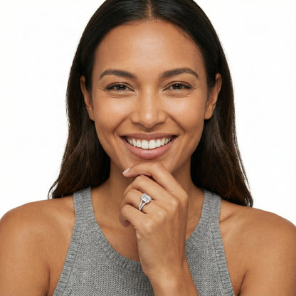 Emerald Cut Lab Grown Diamond Split Shank Engagement Ring in White Gold