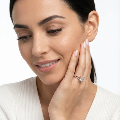 Asscher Cut Lab Grown Diamond Solitaire Engagement Ring with Pavé Split Shank in Rose Gold